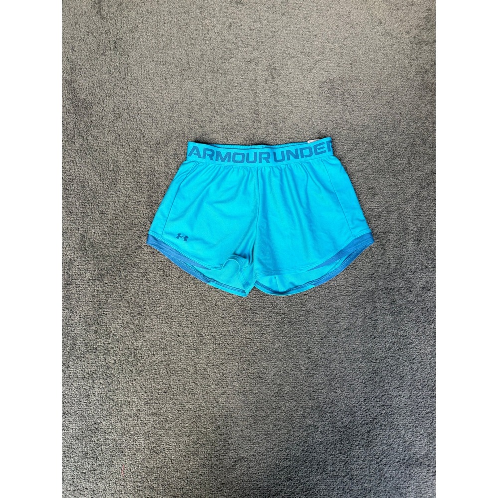 Under Armour Play Up Shorts Turquoise Blue Athletic Running Gym Womens XS